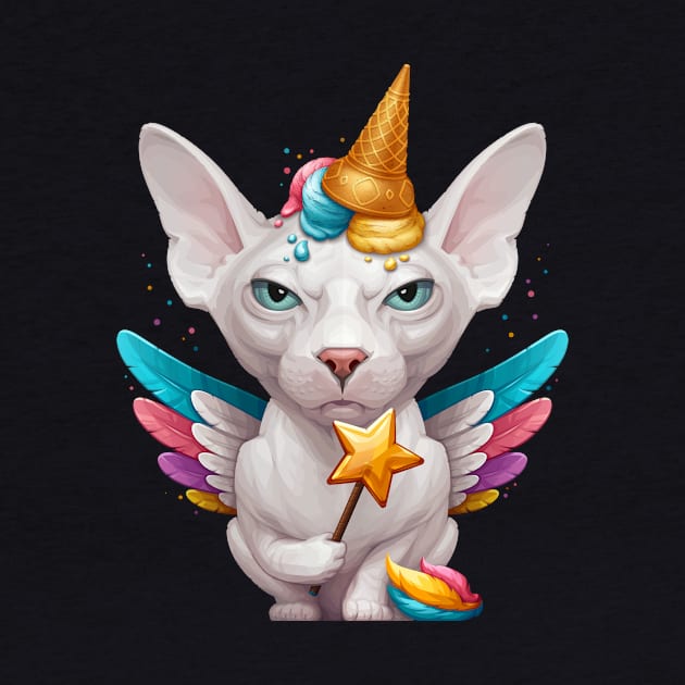 White Sphynx Cat Ice Cream Unicorn by stonemask